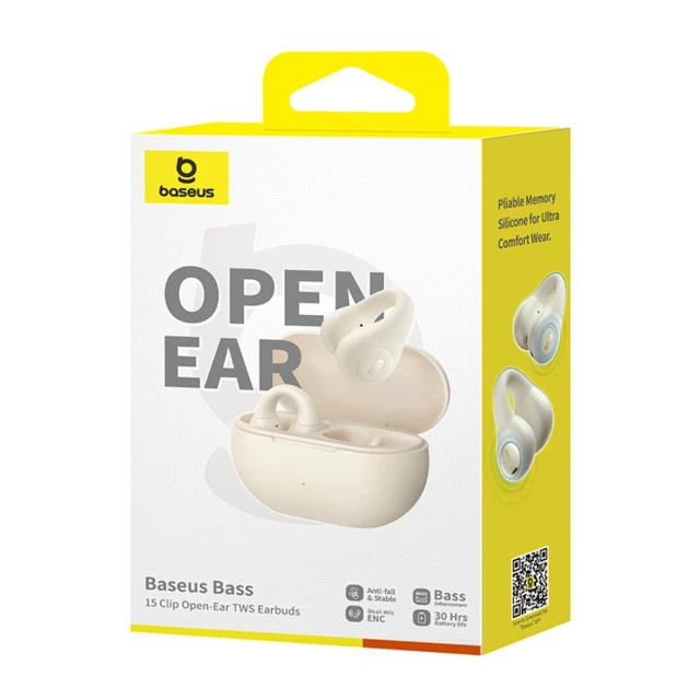 Бездротові навушники Baseus Bass 15 Clip Open-Ear TWS White (A00079500223-00)