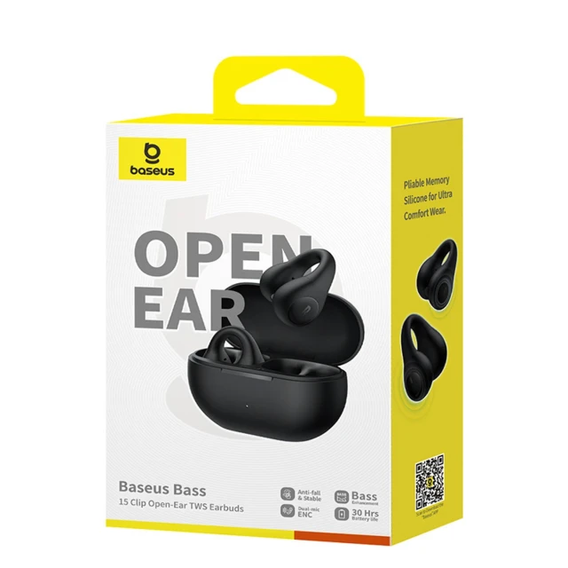Бездротові навушники Baseus Bass 15 Clip Open-Ear TWS Black (A00079500113-00)