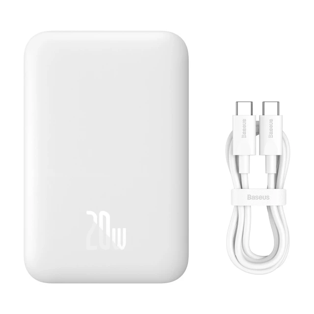 Powerbank Baseus Airpow 6000mAh 20W з кабелем Baseus Simple USB-C 30cm White (6932172677015)