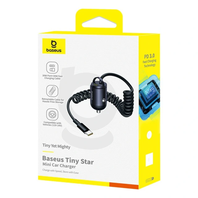 Автомобільний зарядний пристрій Baseus Tiny Star 30W Black (6932172677213)