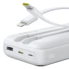 Powerbank Baseus Lipow 20000mAh 22.5W з двома вбудованими кабелями з додатковим кабелем Baseus Simple USB-A - USB-C 20cm білий (P10079102213-00)