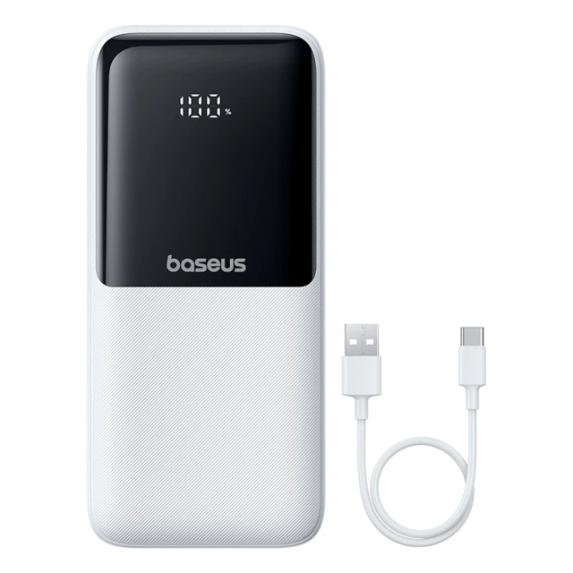 Powerbank Baseus Lipow 20000mAh 22.5W з двома вбудованими кабелями з додатковим кабелем Baseus Simple USB-A - USB-C 20cm білий (P10079102213-00)