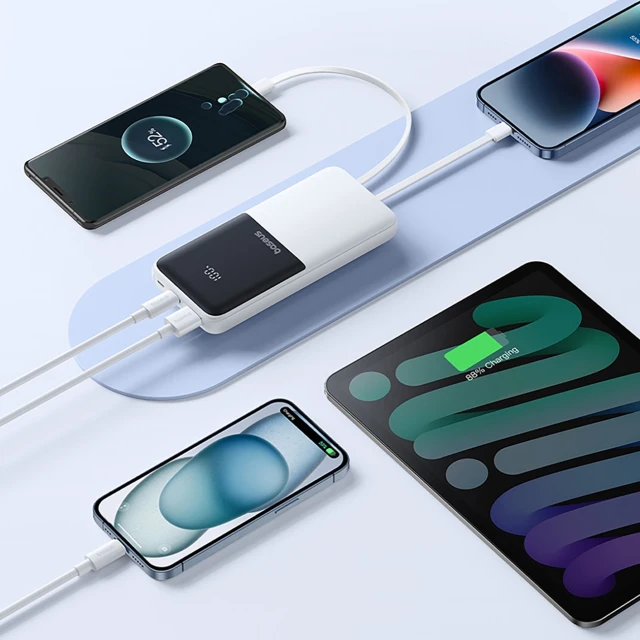 Powerbank Baseus Lipow 10000mAh 22.5W з двома вбудованими кабелями з кабелем Baseus Simple USB-A - USB-C 20cm білий (P10079101213-00)