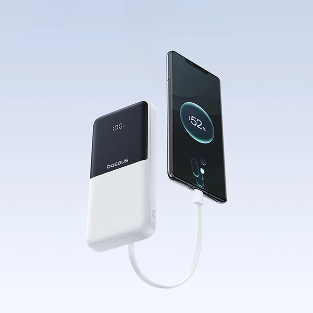 Powerbank Baseus Lipow 10000mAh 22.5W з двома вбудованими кабелями з кабелем Baseus Simple USB-A - USB-C 20cm білий (P10079101213-00)