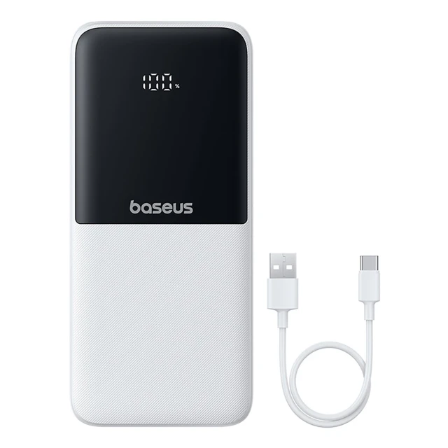 Powerbank Baseus Lipow 10000mAh 22.5W з двома вбудованими кабелями з кабелем Baseus Simple USB-A - USB-C 20cm білий (P10079101213-00)