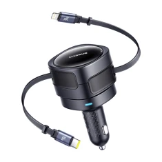 Автомобільний зарядний пристрій Baseus Enjoyment Max PD/QC 60W with Built-in USB-C/Lightning Cable Black (C00035507121-00)