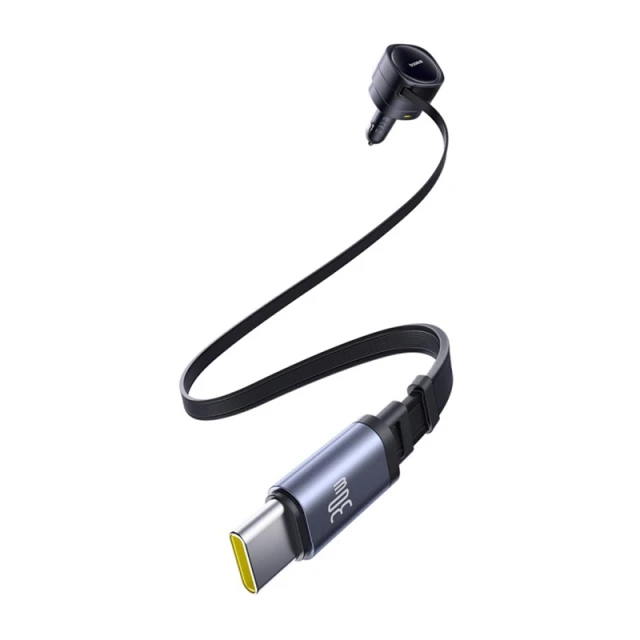 Автомобільний зарядний пристрій Baseus Enjoyment Max PD/QC 90W USB-A | USB-C with Built-in 2xUSB-C Cable Black (C00035507121-03)