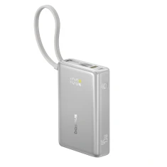 Powerbank Baseus PicoGo 10000mAh 45W з цифровим дисплеєм з вбудованим кабелем USB-C Grey (6932172684259)