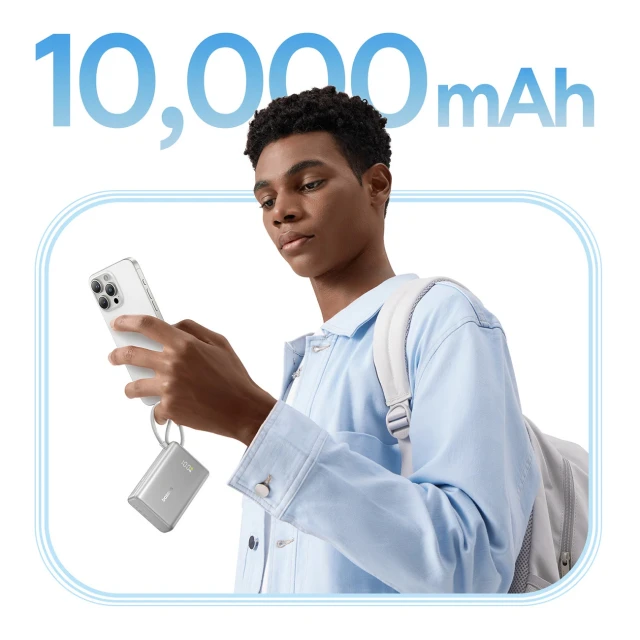 Powerbank Baseus PicoGo 10000mAh 45W з цифровим дисплеєм з вбудованим кабелем USB-C Grey (6932172684259)