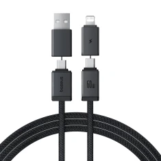 Кабель Baseus Versatile 60W USB-C - USB-C с адаптерами USB-A и Lightning 1m Black (6932172684679)