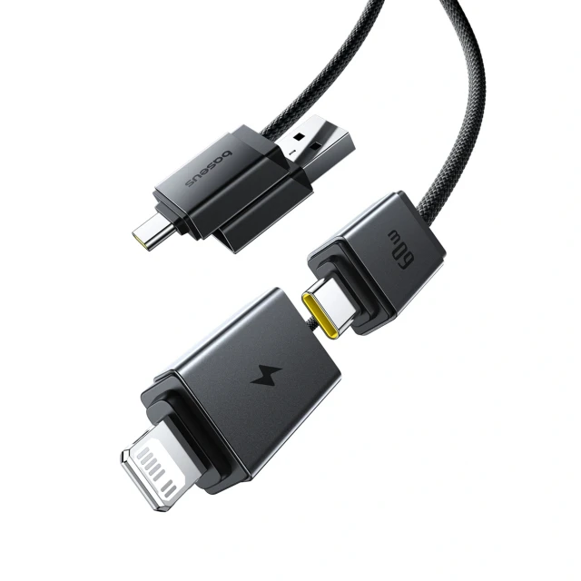Кабель Baseus Versatile 60W USB-C - USB-C с адаптерами USB-A и Lightning 1m Black (6932172684679)