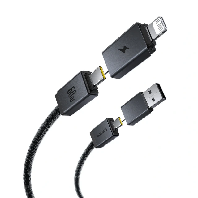 Кабель Baseus Versatile 60W USB-C - USB-C с адаптерами USB-A и Lightning 1m Black (6932172684679)