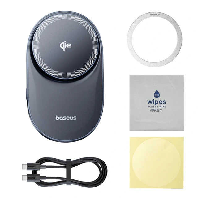 Автотримач Baseus PrimeTrip VC1 Pro з бездротовою зарядкою Qi2 на дефлектор Black (6932172685973)