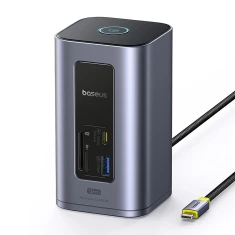 Док-станція Baseus NU1 Air Spacemate hub 12в1 USB-C - 2xHDMI 4K@60Hz 2xUSB-C 10Gb/s 2xUSB-A 5Gb/s 2xUSB-A (480Mb/s) RJ45 SD/microSD 3.0 USB-C (PD) (69