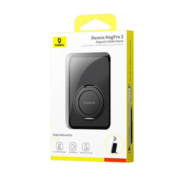 Гаманець Baseus MagPro 3 з підставкою Black with MagSafe (6932172690281)