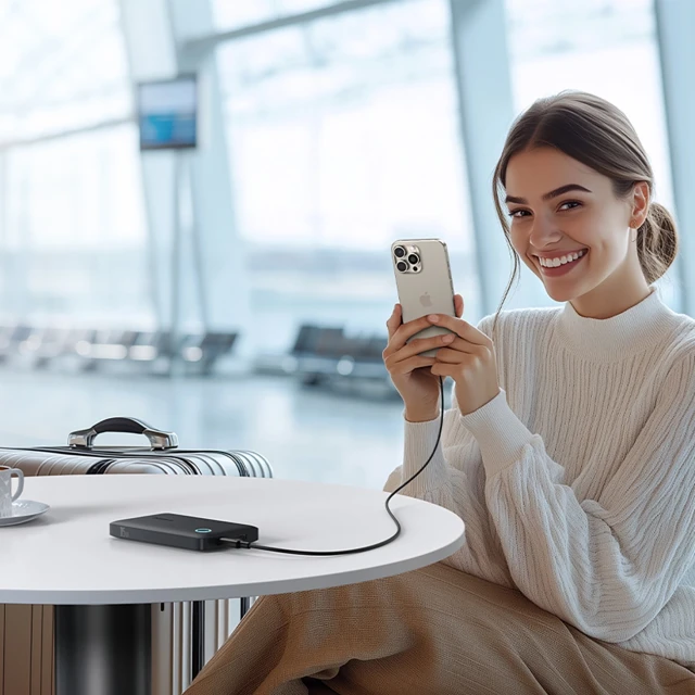 Powerbank Baseus EnerFill FP11 10000mAh 15W з чорним кабелем Simple USB-C - USB-C 20V/3A 30cm Black (6932172690298)