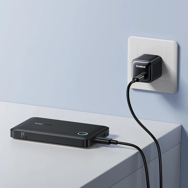 Powerbank Baseus EnerFill FP11 10000mAh 15W з чорним кабелем Simple USB-C - USB-C 20V/3A 30cm Black (6932172690298)