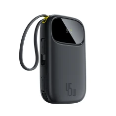 Powerbank Baseus EnerFill FC31 QPow3 10000mAh 45W з дисплеєм з 2 вбудованими кабелями USB-C Black (6932172691103)