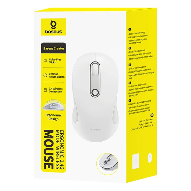 Бездротова миша Baseus F02 ергономічна USB 2.4GHz білий (B0203302)