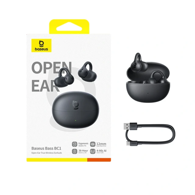 Навушники Baseus Bass BC1 OWS з кліпсою Black (6932172694432)
