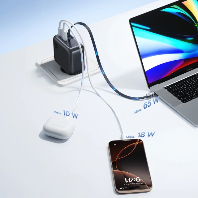 Мережевий зарядний пристрій Baseus EnerCore CJ11 100W USB-A/USB-C зі згортаємим кабелем USB-C Black (5932172695606)