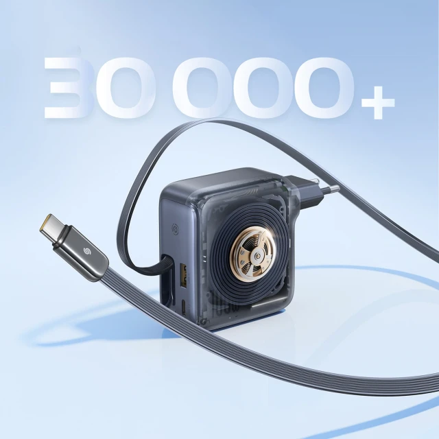 Мережевий зарядний пристрій Baseus EnerCore CJ11 100W USB-A/USB-C зі згортаємим кабелем USB-C Black (5932172695606)