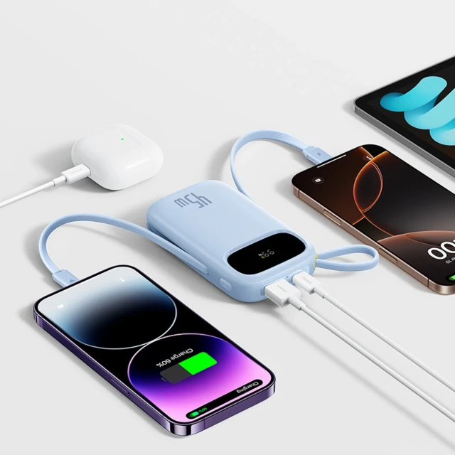 Powerbank Baseus EnerFill FC31 20000mAh 45W з дисплеєм з кабелями USB-C і Lightning Blue (E0028D03)