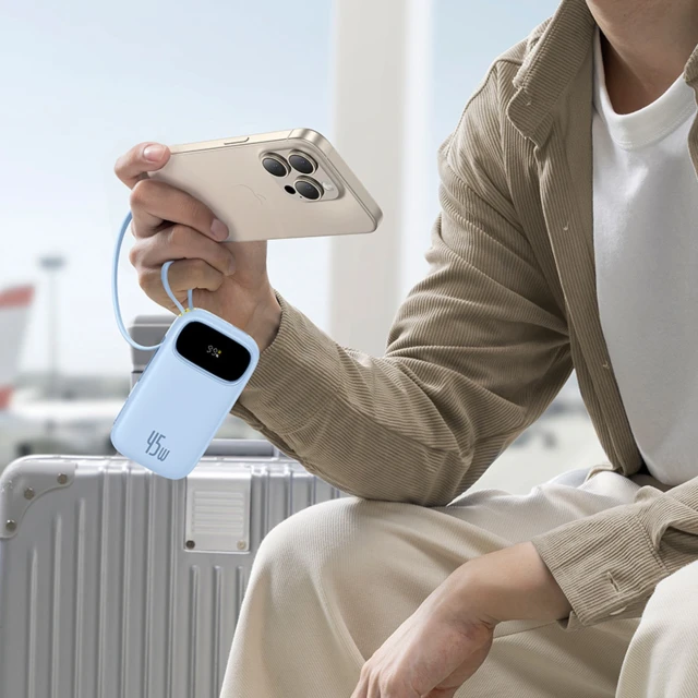 Powerbank Baseus EnerFill FC31 20000mAh 45W з дисплеєм з кабелями USB-C і Lightning Blue (E0028D03)