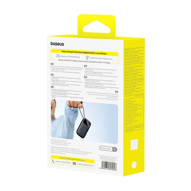 Powerbank Baseus EnerFill FC31 10000mAh 45W з кабелями USB-C і Lightning чорний (E0028C00)