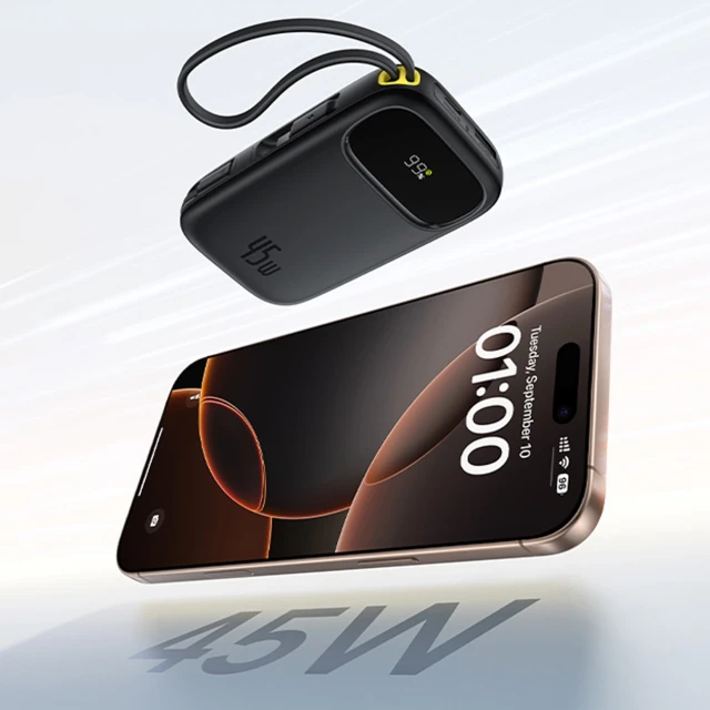 Powerbank Baseus EnerFill FC31 10000mAh 45W з кабелями USB-C і Lightning чорний (E0028C00)