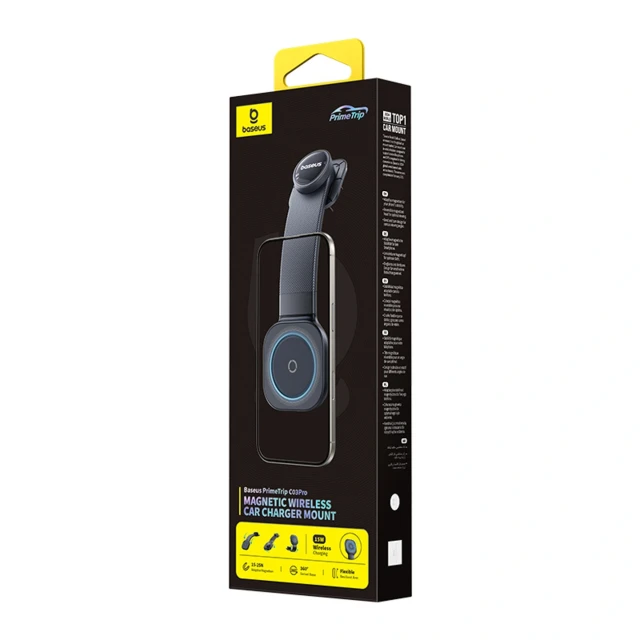 Автотримач Baseus PrimeTrip C03Pro на панель з бездротовою зарядкою MagSafe Чорний (6932172696054)