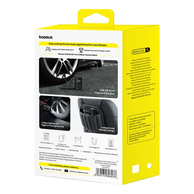 Автомобільний компресор Baseus GoTrip VA1 150 PSI 12V Dark Gray (6932172696078)