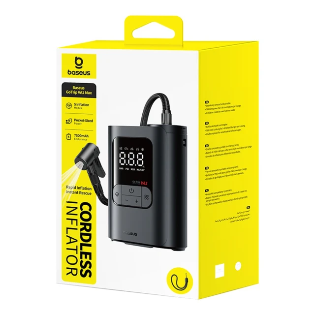 Бездротовий компресор Baseus GoTrip VA1 150 PSI 7500 mAh Dark Gray (6932172696085)