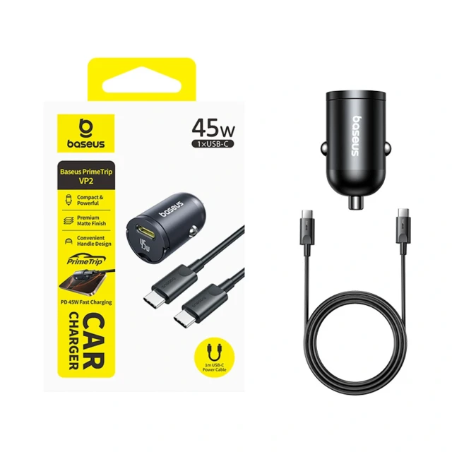 Автомобільна зарядка Baseus PrimeTrip VP2 45W USB-C з кабелем 60W USB-C to USB-C 1m Black (6932172696511)