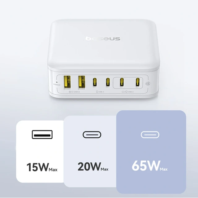 Зарядна станція Baseus EnerFill FH21 120W 4xUSB-C + 2xUSB-A White (6932172698324)