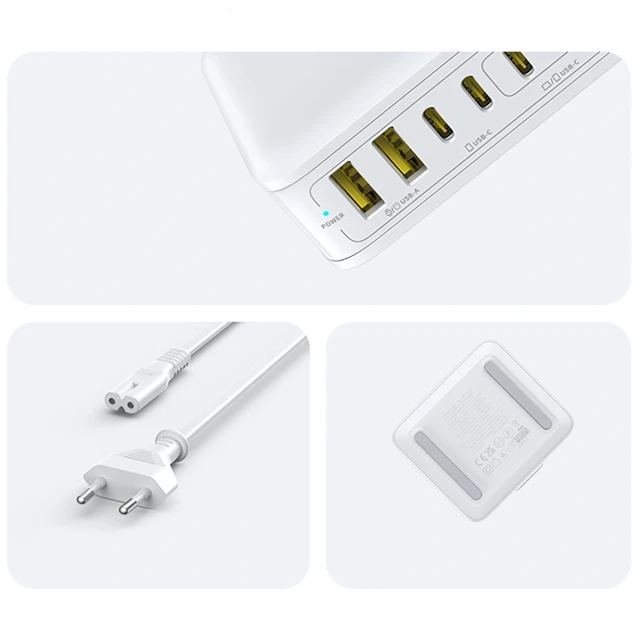 Зарядна станція Baseus EnerFill FH21 120W 4xUSB-C + 2xUSB-A White (6932172698324)