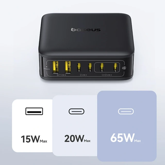 Зарядна станція Baseus EnerFill FH21 120W 4xUSB-C + 2xUSB-A Black (6932172698331)