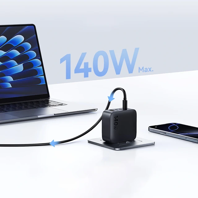 Мережевий зарядний пристрій Baseus EnerFill FH11 GaN 140W 3xUSB-A + 1xUSB-C чорний (6932172698812)