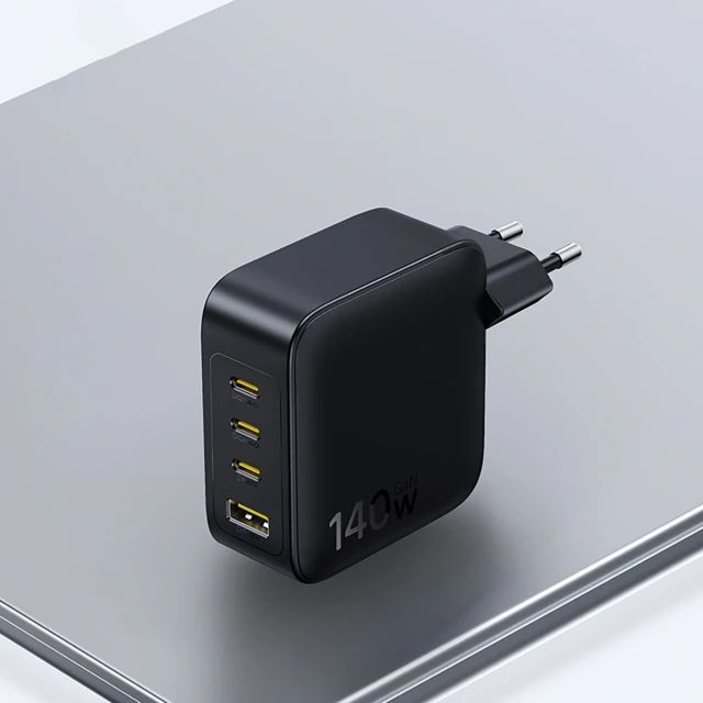Мережевий зарядний пристрій Baseus EnerFill FH11 GaN 140W 3xUSB-A + 1xUSB-C чорний (6932172698812)