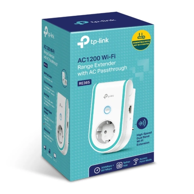Wi-Fi репітер TP-Link RE365 AC1200 2.4/5 ГГц (6935364083991)