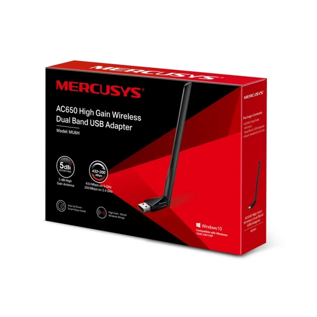 Мережева карта Mercusys MU6H USB AC650 2.4 + 5 GHz (6935364088064)