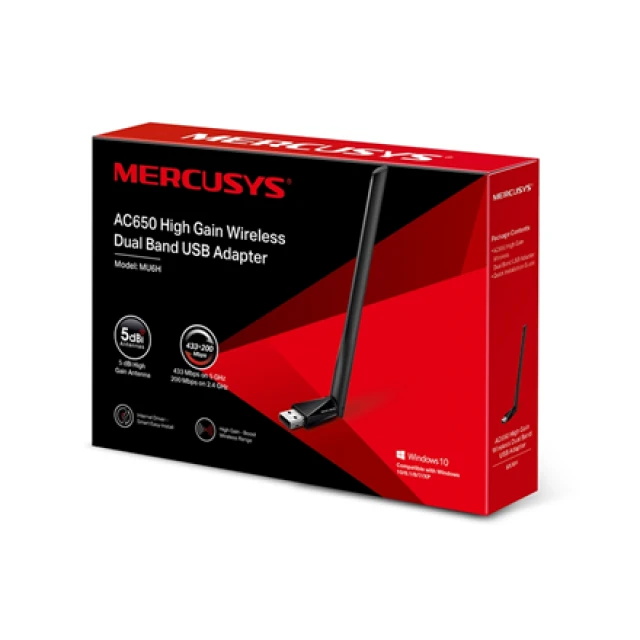 Мережева карта Mercusys MU6H USB AC650 2.4 + 5 GHz (6935364088064)