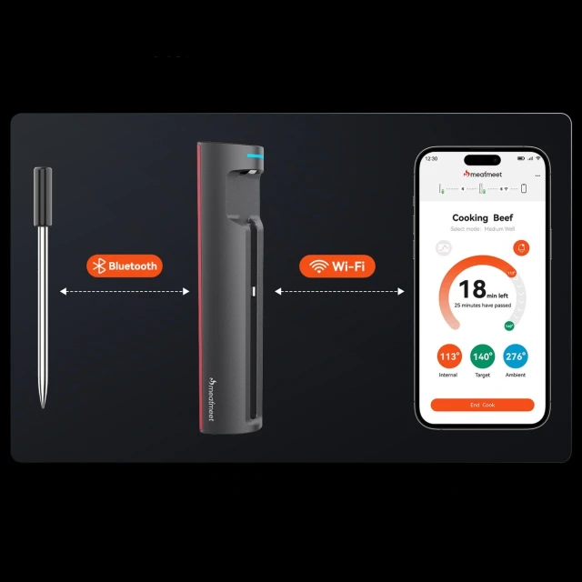 Термометр кухонний Meatmeet Pro smart Bluetooth/WiFi гриль піч копчення Black (6936360611300)