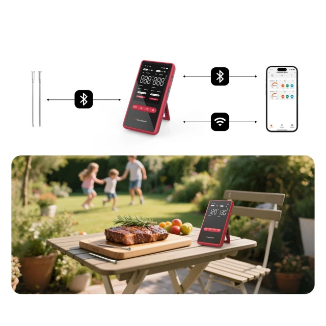 Термометр кухонний Meatmeet X Pro з додатком Bluetooth/WiFi Black (6936360611508)