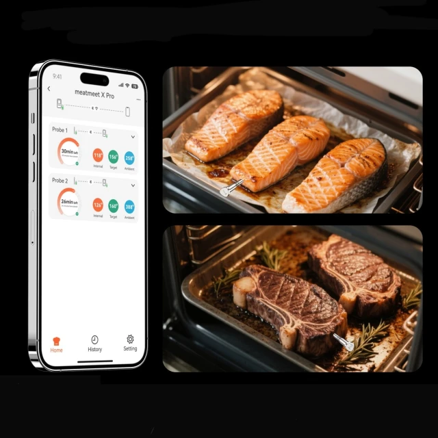 Термометр кухонний Meatmeet X Pro з додатком Bluetooth/WiFi Black (6936360611508)