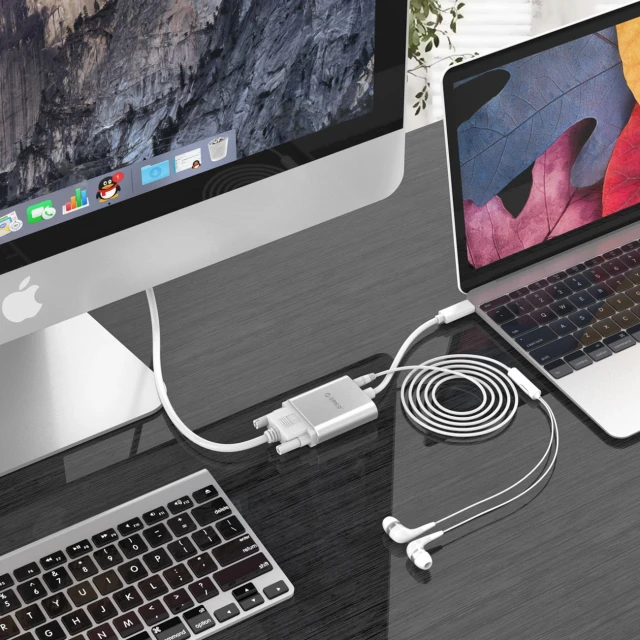 Адаптер Orico PTAV USB-C to VGA + 3.5mm Jack 0.15m Silver (6936761838993)