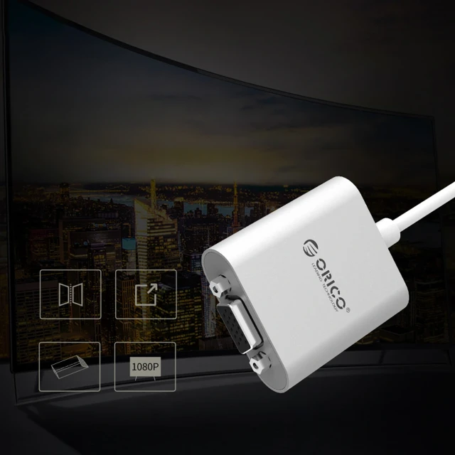 Адаптер Orico PTAV USB-C to VGA + 3.5mm Jack 0.15m Silver (6936761838993)