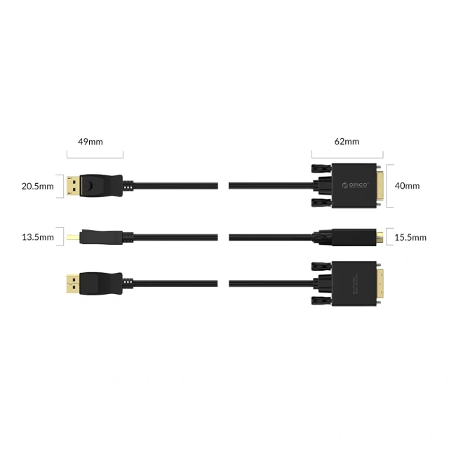 Кабель Orico XD-DTD DisplayPort to DVI 4K 3м (6936761873161)