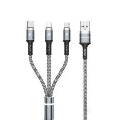 Кабель Wekome WDC-119 Fython Series 3в1 USB-A до Lightning + USB-C + Micro USB PD 1.2 м Silver (WK-WDC-119_SILVER)