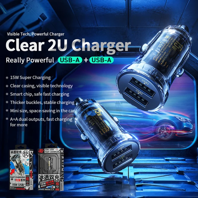 Автомобильное зарядное устройство Wekome Vanguard Series 2x USB-A Fast Charging 15W Black (WK-WP-C40)